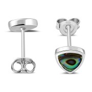 Abalone Shell Reuleaux Triangle Silver Stud Earrings, e343